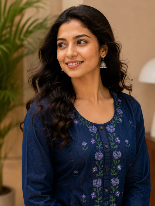 Royal Blue Embroidered Tunic