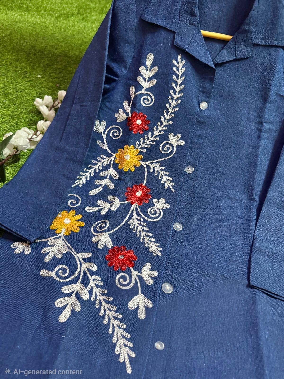 Royal Blue Embroidered Kurti