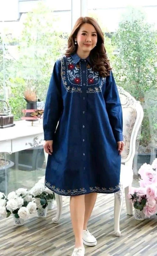 Royal Blue Embroidered Kurti