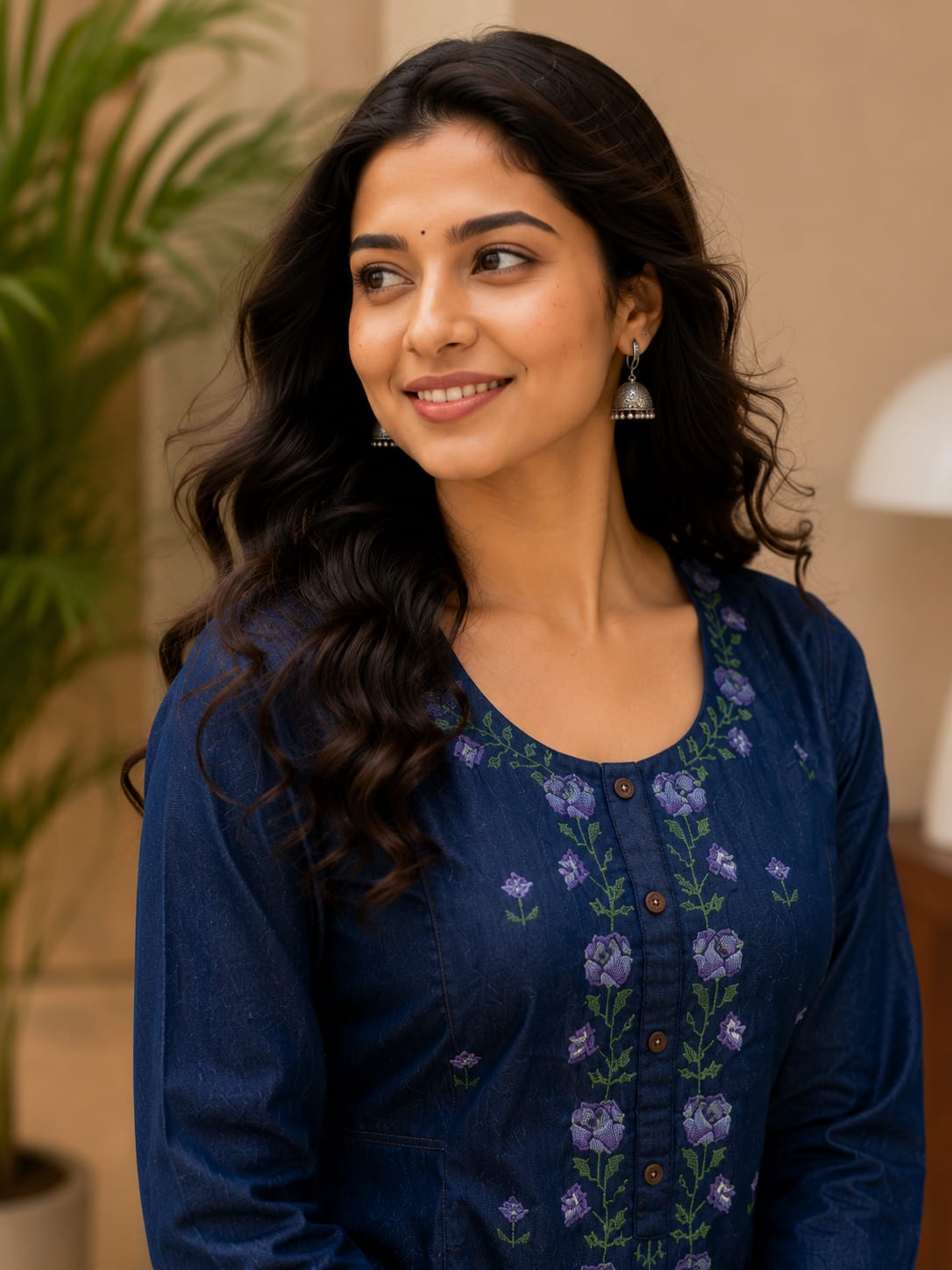 Royal Blue Embroidered Tunic