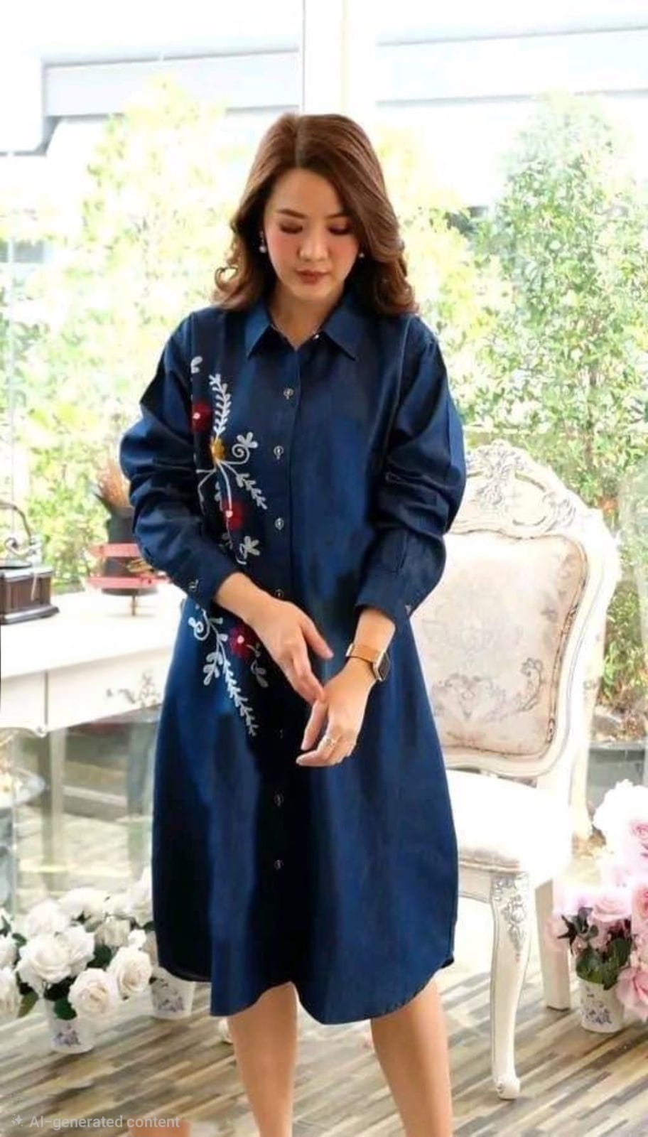 Royal Blue Embroidered Kurti